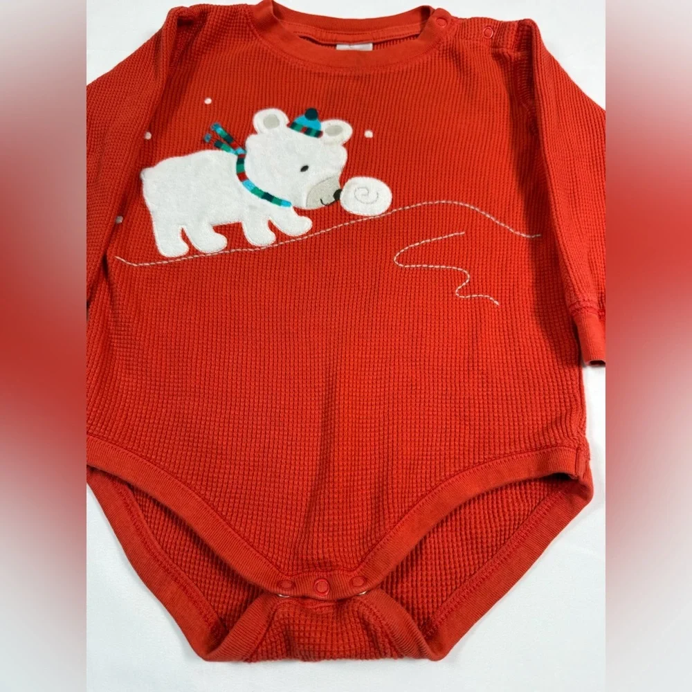 GYMBOREE Baby Boys’ Snow Bear Line Embroidered Waffle Knit One Piece Size 18-24M